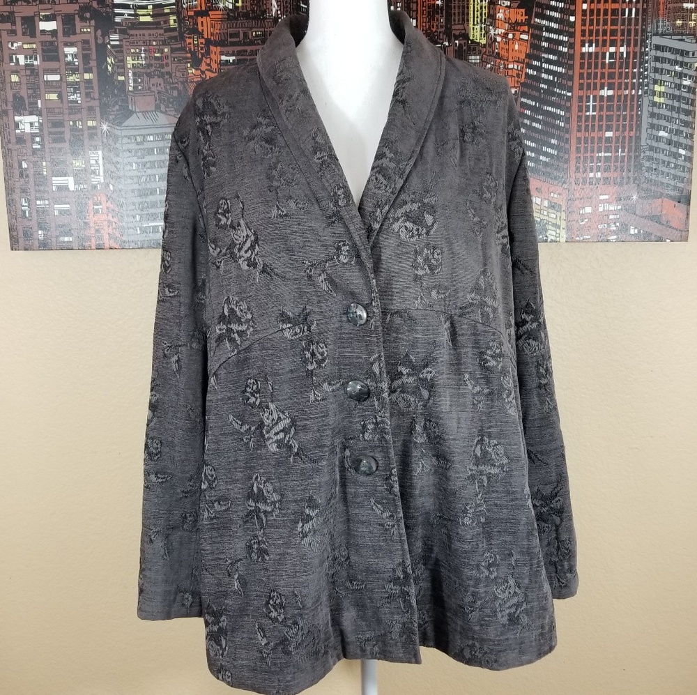 J.Jill Gray Tapestry Floral Jacket, size XL